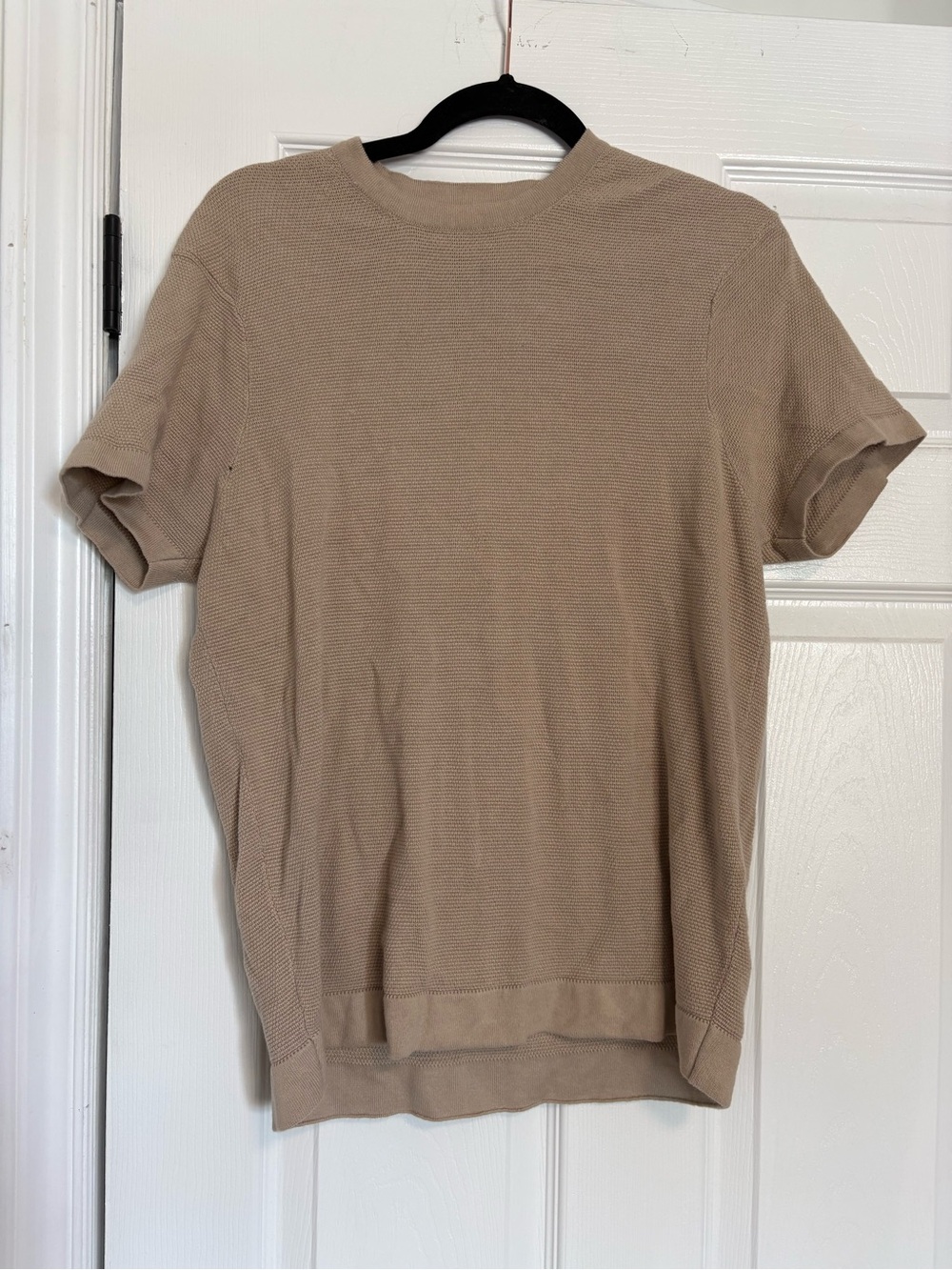 Zara Short-Sleeve Knit Tee in Beige